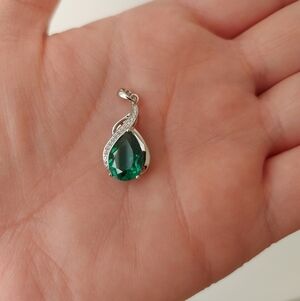 2.7 Carat Emerald Sterling Pendant